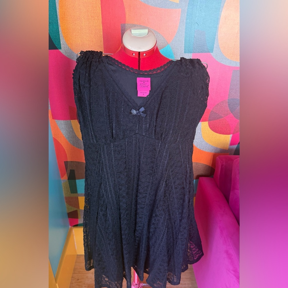 Torrid Betsey Johnson Black Lace V-Neck Dress
